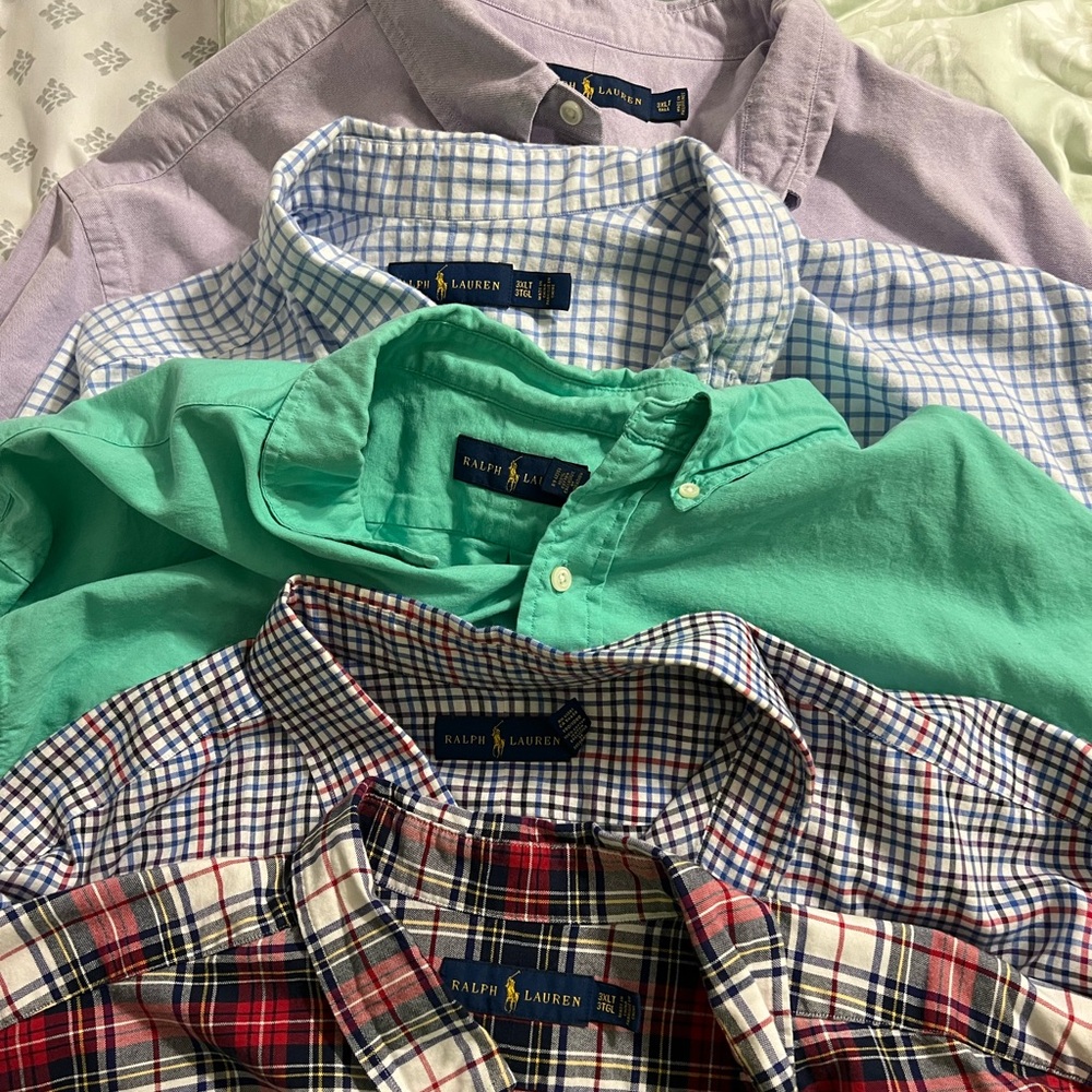 Men’s Ralph Lauren Long sleeve button down shirts 3XLT. Includes 4 shirts.